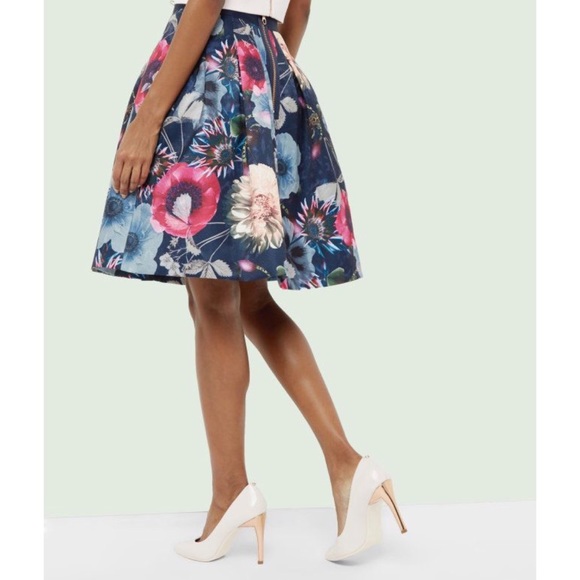 Ted Baker Poppy Print Floral Skirt Extra Small
